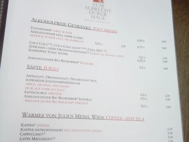 menu 2 of Zum Albrecht Dürer Haus