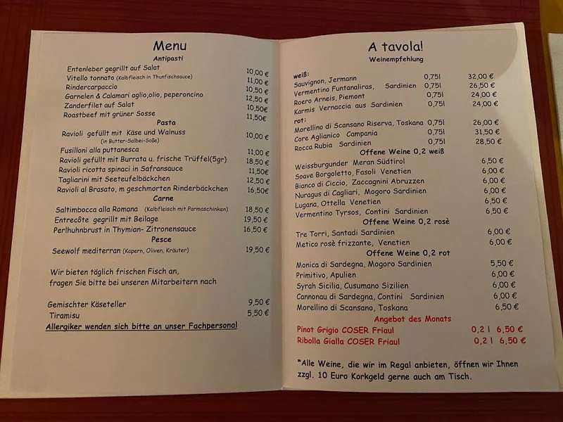 menu 0 of Italiano A Tavola !