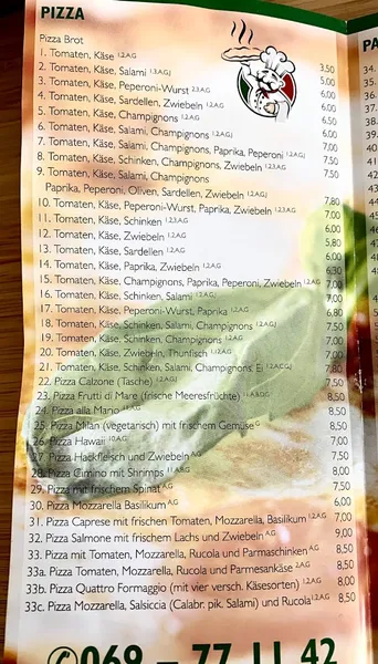menu 1 of Pizzeria Da Cimino