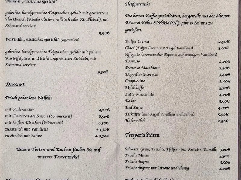 menu 0 of Café Vílena
