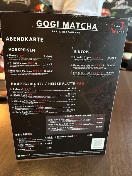 menu 2 of Gogi Matcha