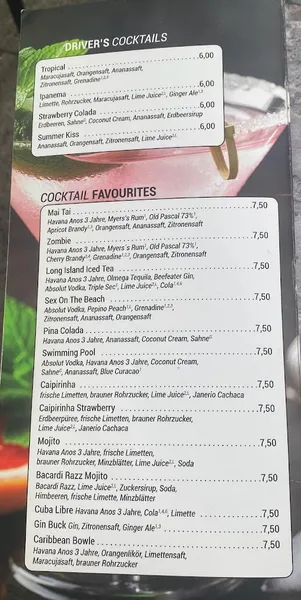 menu 0 of Farina