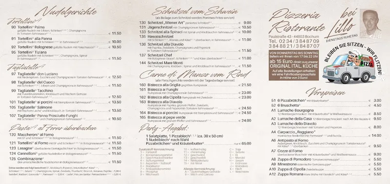 menu 0 of Pizzeria Ristorante bei Lillo