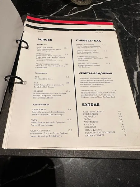 menu 2 of Bear Claw