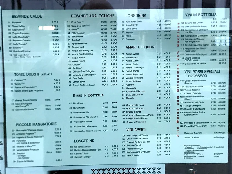 menu 2 of VITO'S Italian coffee & winebar