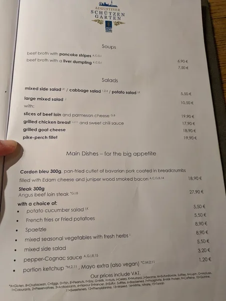 menu 1 of Augustiner Schützengarten