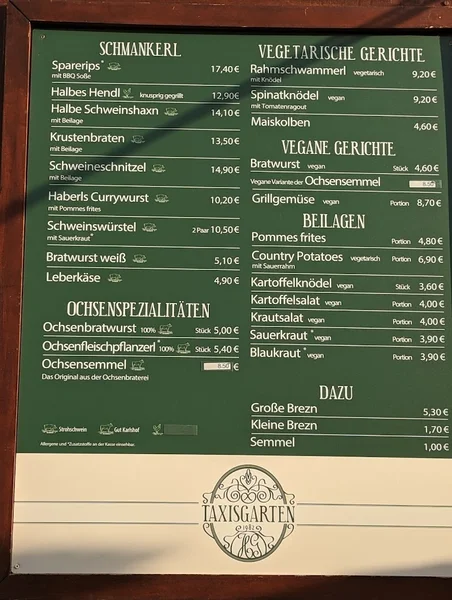 menu 0 of Taxisgarten