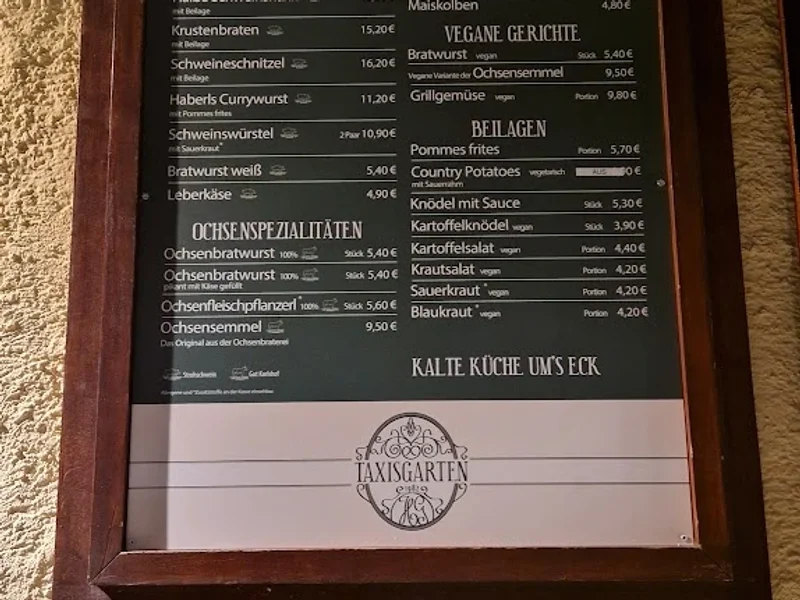 menu 2 of Taxisgarten