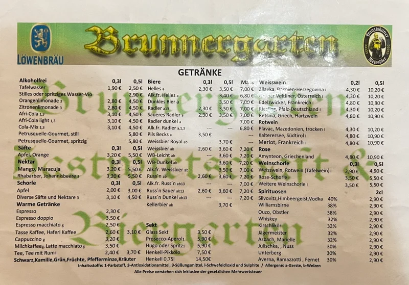 menu 0 of Brunnergarten