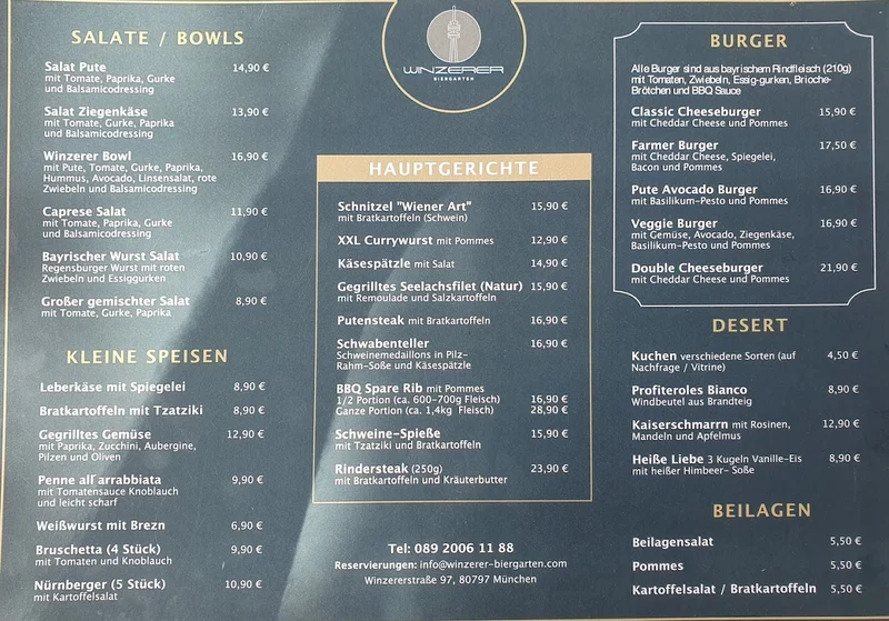 menu 2 of Winzerer Biergarten