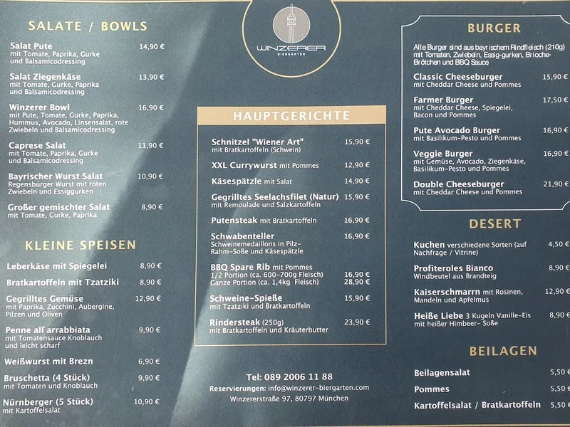 menu 2 of Winzerer Biergarten