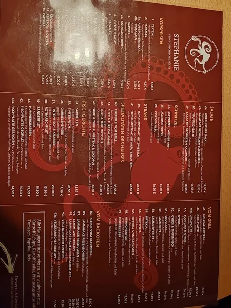 menu 1 of Restaurant Stephanie