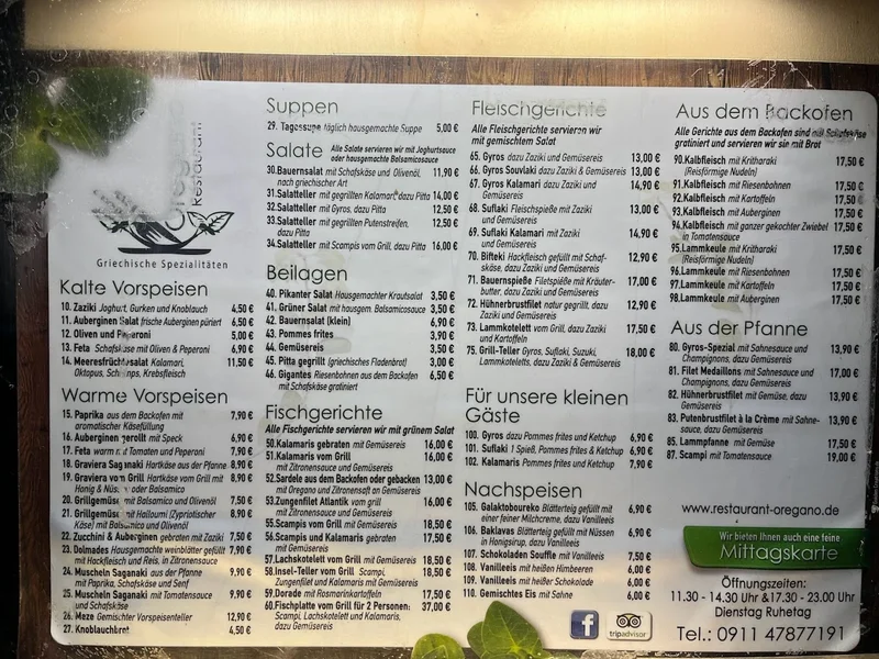 menu 0 of Griechisches Restaurant Oregano Nürnberg