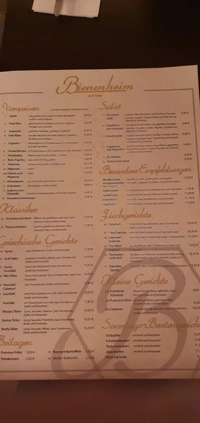 menu 2 of Restaurant Bienenheim