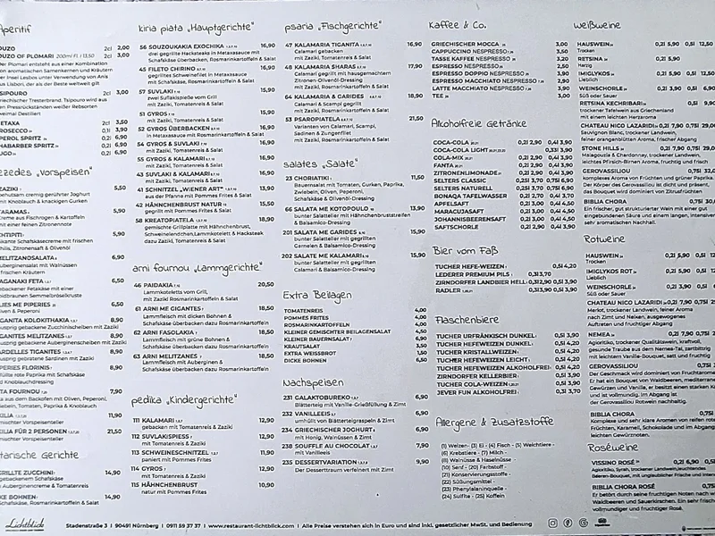 menu 0 of Griechisches Restaurant Lichtblick