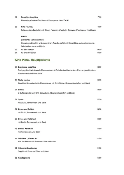 menu 2 of Griechisches Restaurant Lichtblick