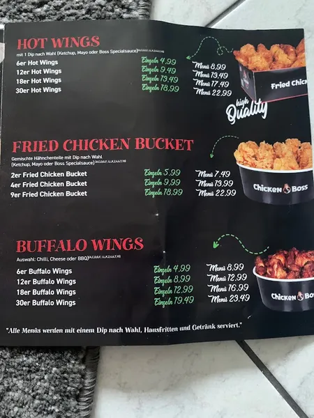menu 0 of Chicken Boss