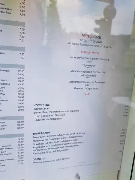 menu 1 of Kleiner Speisesaal