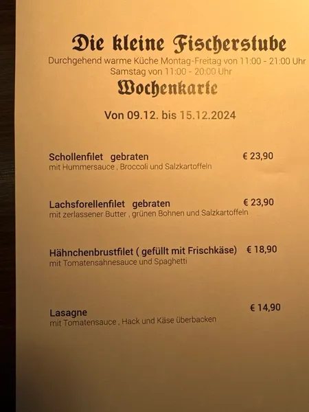 menu 0 of Die kleine Fischerstube
