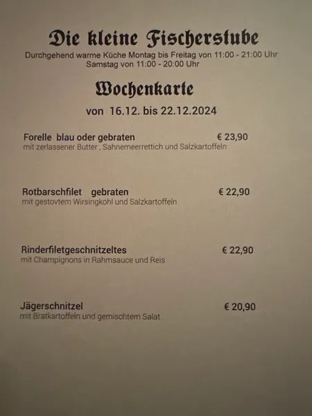 menu 2 of Die kleine Fischerstube