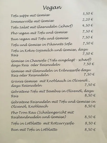 menu 0 of HA DANG