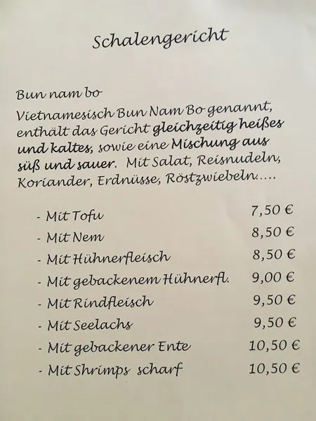 menu 1 of HA DANG
