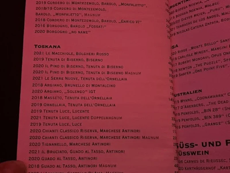 menu 1 of Tarantella