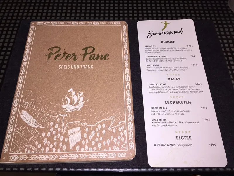 menu 2 of PETER PANE Burgergrill & Bar