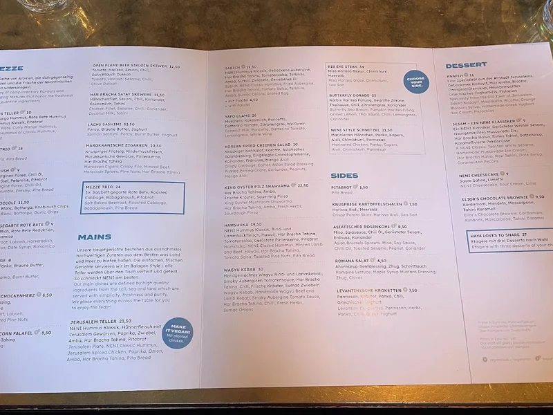 menu 0 of NENI Hamburg