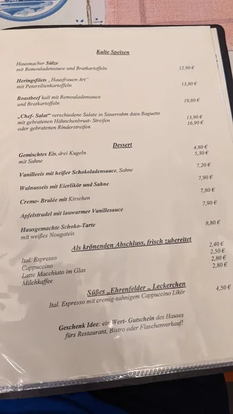 menu 1 of Haus Scholzen