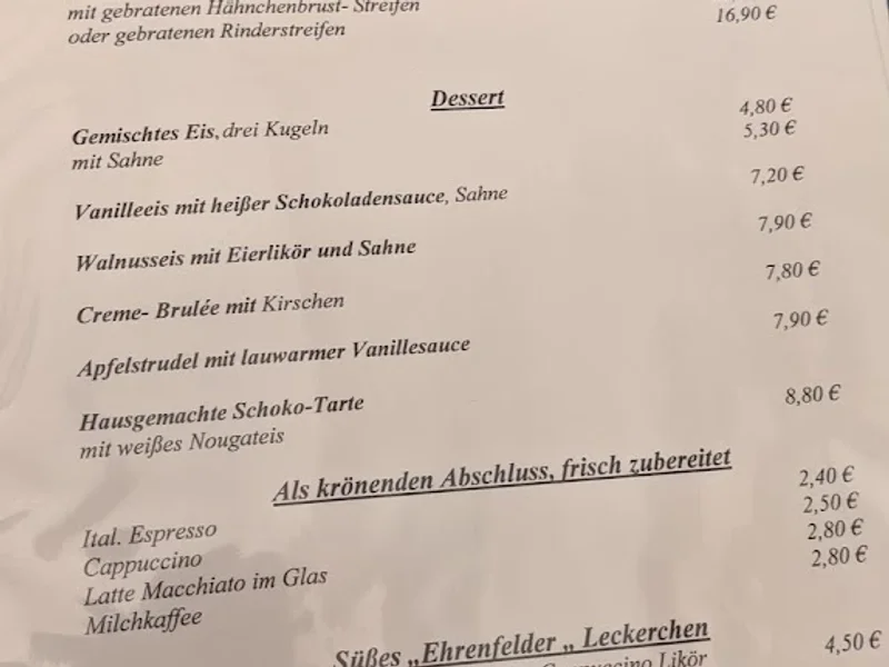 menu 1 of Haus Scholzen