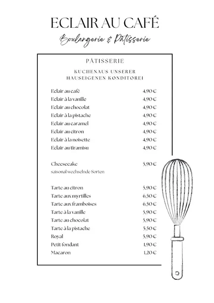 menu 0 of Eclair au Café