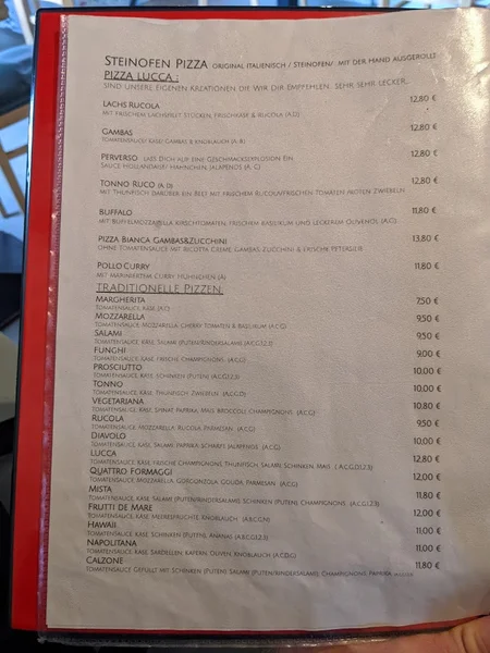 menu 0 of PIZZA PASTA LUCCA