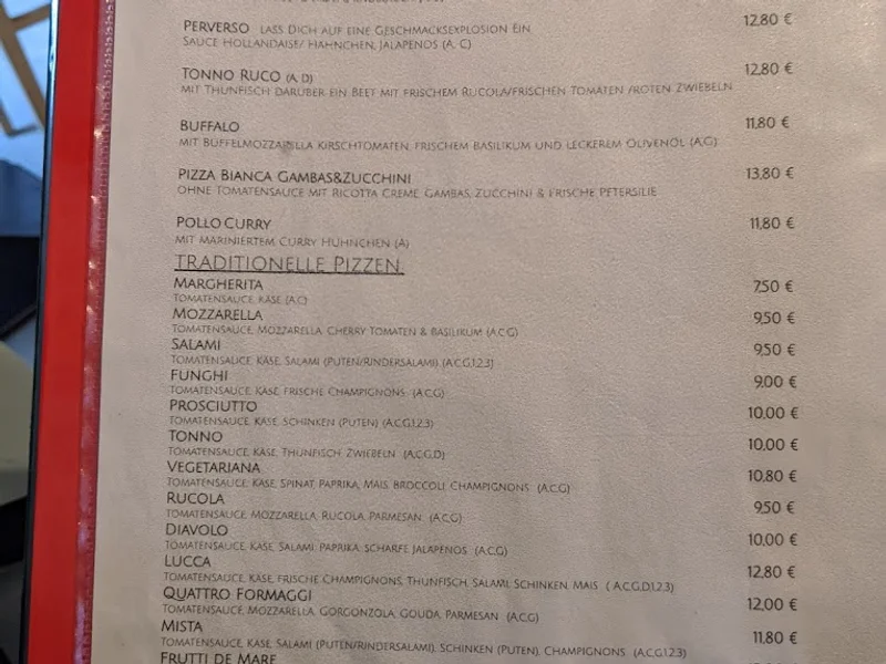 menu 0 of PIZZA PASTA LUCCA