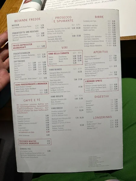 menu 2 of mama trattoria Köln City