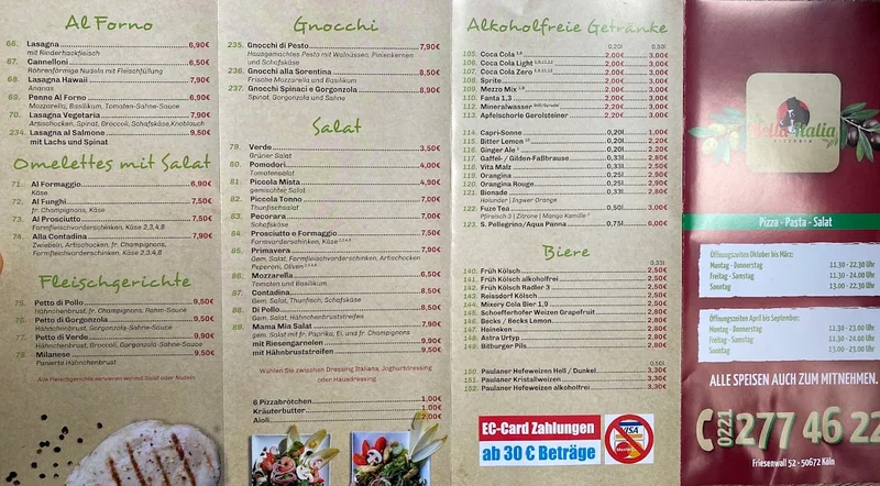 menu 0 of Bella Italia