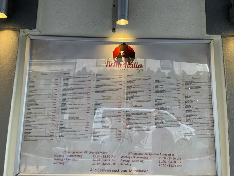 menu 2 of Bella Italia