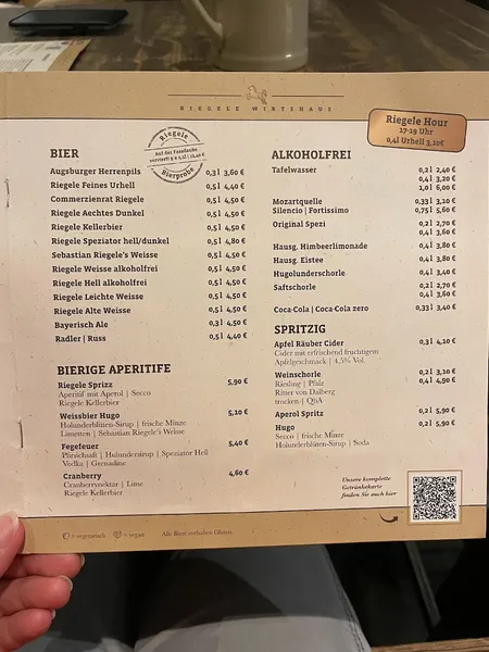 menu 0 of Riegele WirtsHaus