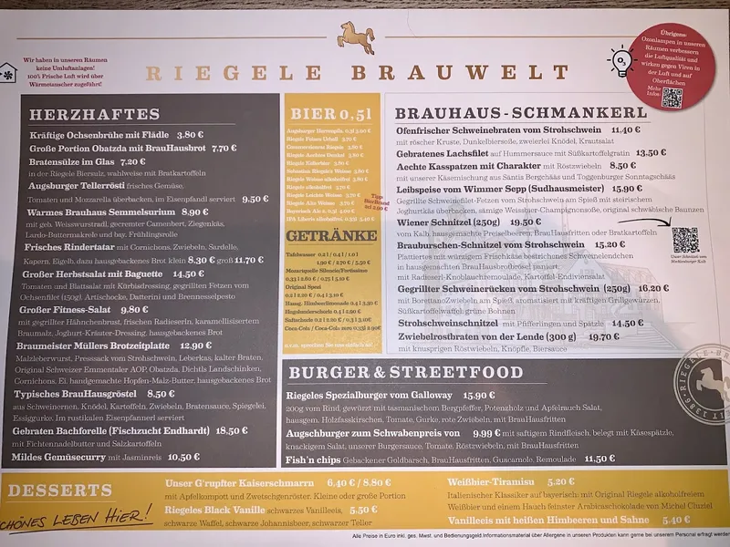 menu 1 of Riegele WirtsHaus