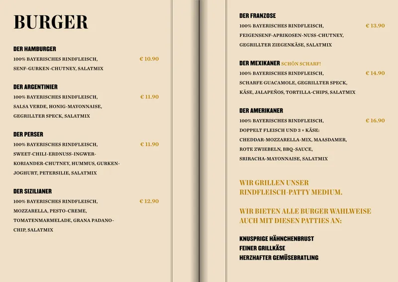 menu 1 of Hamburgerei Augsburg
