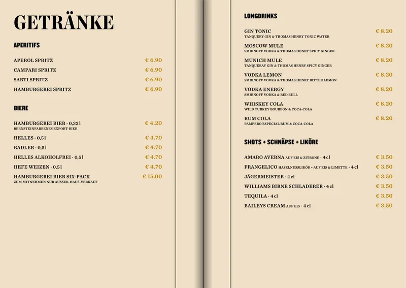 menu 2 of Hamburgerei Augsburg