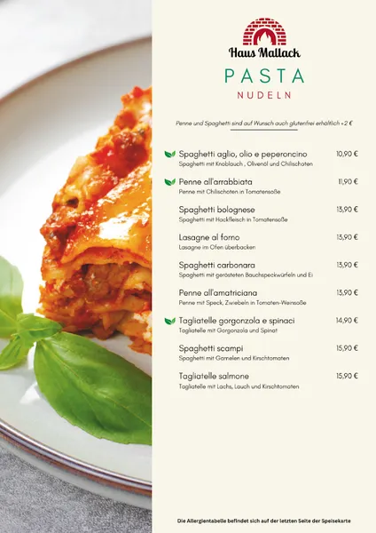 menu 1 of Restaurant Haus Mallack