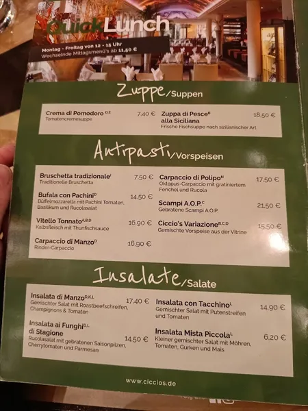menu 1 of Ciccio's | Italienisches Restaurant in Dortmund