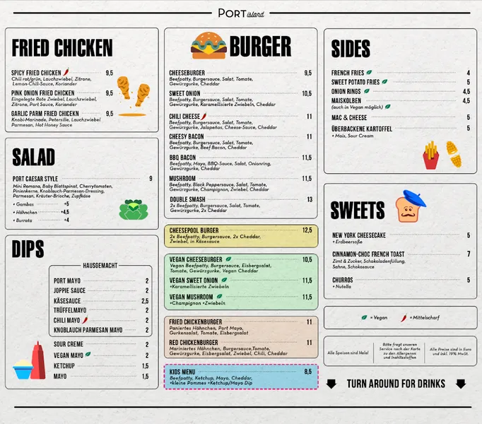 menu 0 of PORT island
