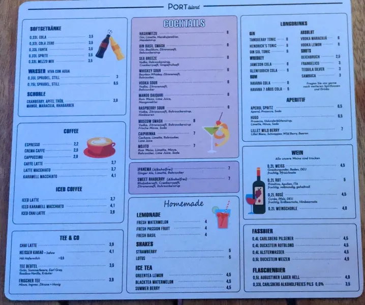 menu 2 of PORT island