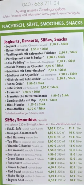menu 2 of green lovers Restaurant Rathaus Hamburg