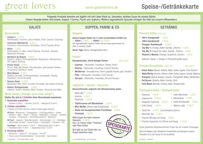 menu 0 of green lovers Restaurant Rathaus Hamburg
