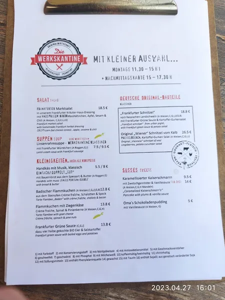 menu 2 of Die Werkskantine