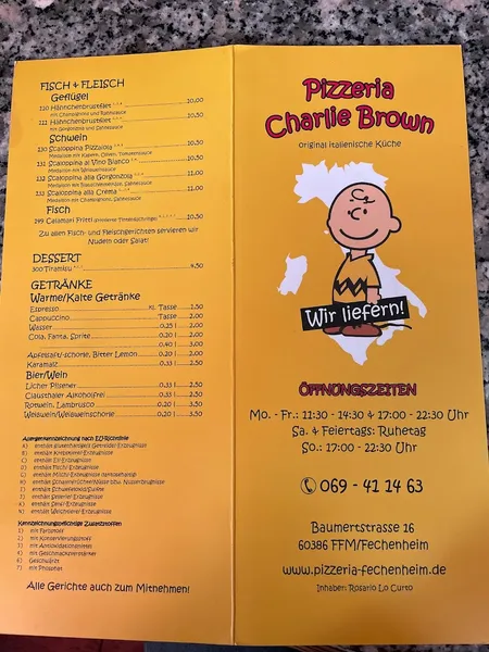 menu 0 of Pizzeria Charlie Brown