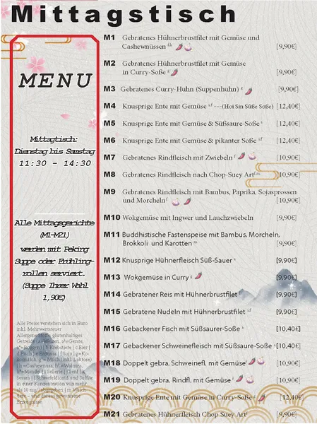 menu 2 of China-Restaurant Allermöhe